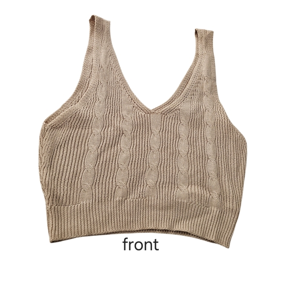 Carly Jean Los Angeles Sweaters - Carly Jean Los Angeles Knit Tank Ivory Ribbed Knit Crop Sweater Tank Large